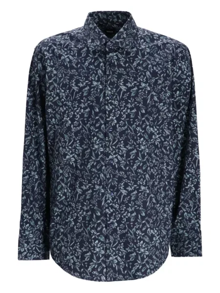 Cămașă Boss cu model floral albastru