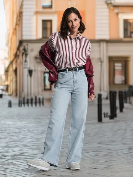 Джинси wide leg синій