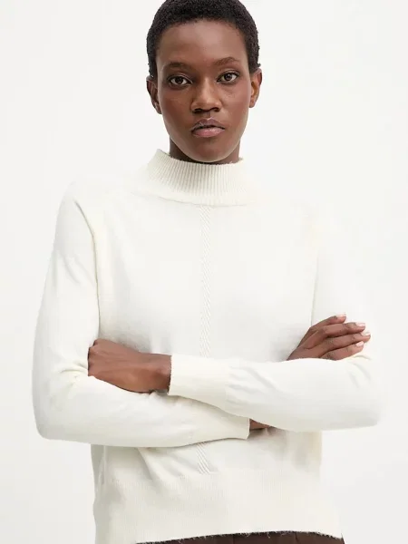 Answear.LAB sweter z kaszmirem lekki z golfem beżowy