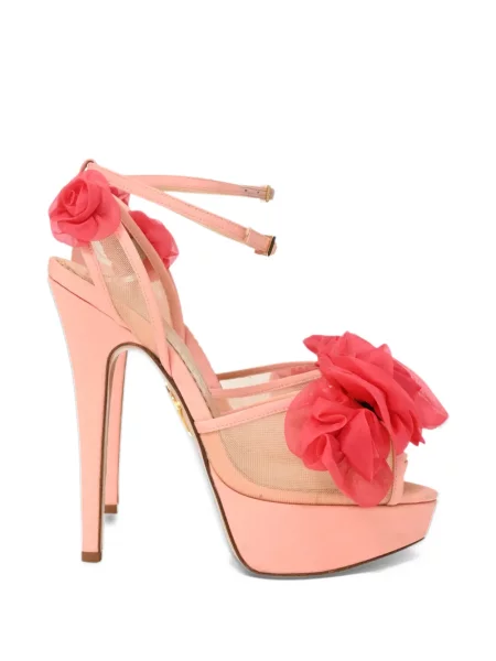Virágos platform talpú aplikált szandál Charlotte Olympia rózsaszín