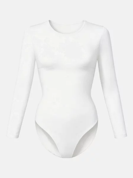 Cfab Alakformáló body Clean Longsleeve Crewneck Sculpting Bodysuit with Slip' fehér