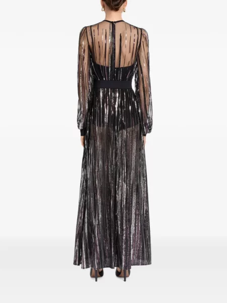 Макси рокля Elie Saab бродирана от тюл черно