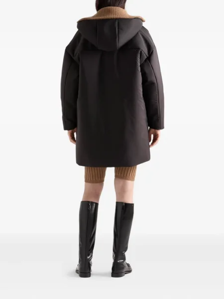 Palton Prada cu glugă negru