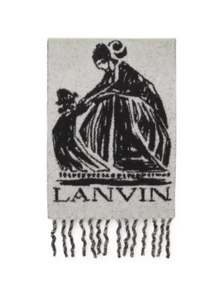 Fular Lanvin cu franjuri gri