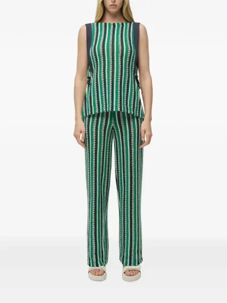 Pantaloni Simkhai cu dungi tricotate verde