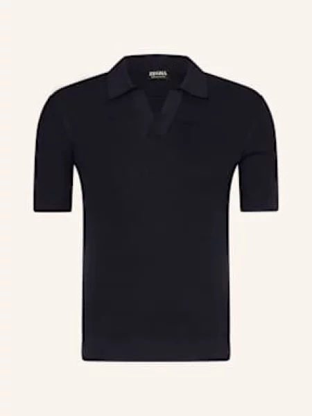 Zegna Koszulka Polo Z Dzianiny blau granatowe