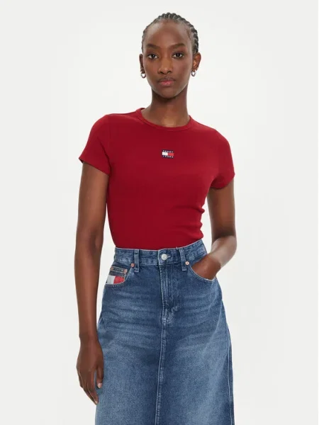 Тениска Tommy Jeans бордо