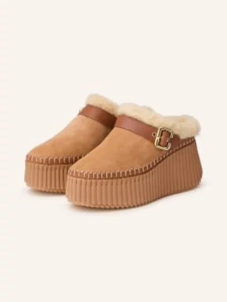 Chloé Plateau Pantofle Nama pottery brown hnědé