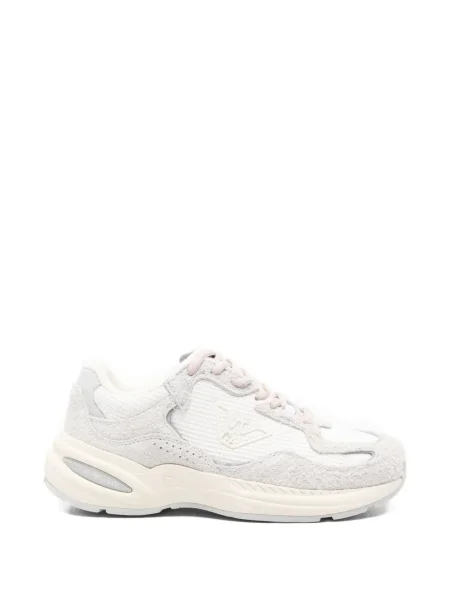 Sneakerși Emporio Armani cu șireturi din dantelă alb