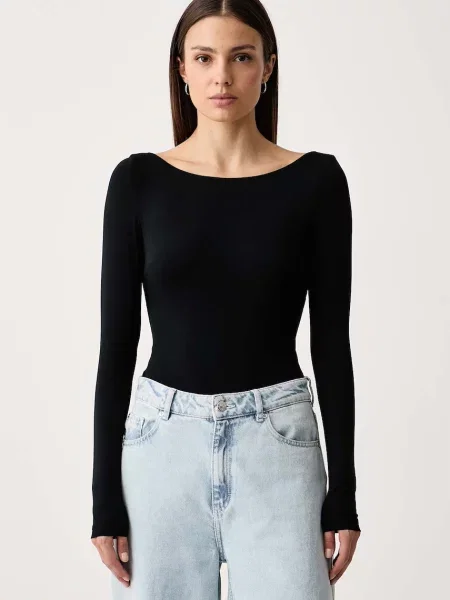 Tricou cu mânecă lungă Le Privé din modal negru
