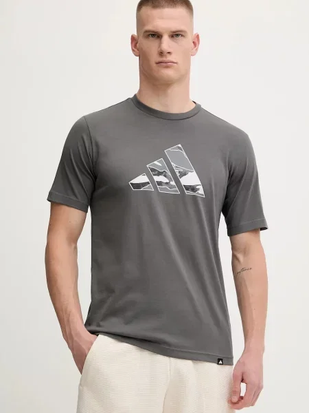 Тениска adidas Camo Logo с принт сиво