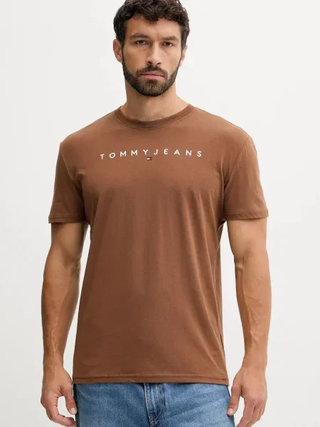Тениска Tommy Jeans с апликация бежово
