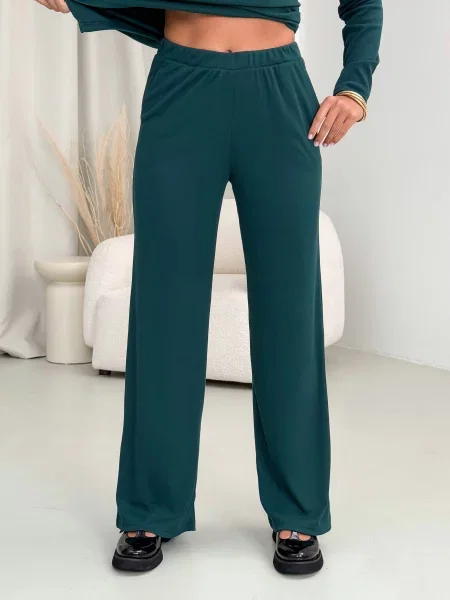 Штани палаццо Merlini бавовна/поліестер зелений