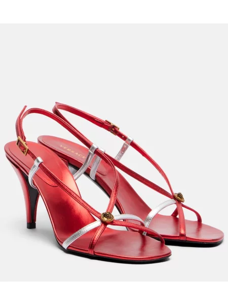 Sandale Versace din piele slingback roșu