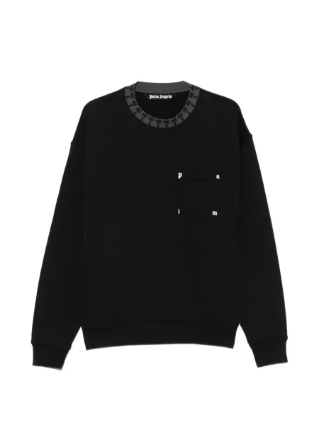 Hanorac crewneck Palm Angels cu decolteu rotund negru