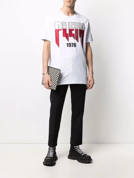Raštuotas marškinėliai Philipp Plein balta