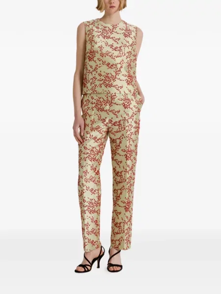 Pantaloni Alberta Ferretti cu model floral verde