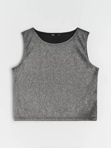 Блискучий топ срібний