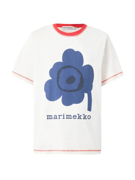 Marimekko Tricou TARTTUA UNIKKO PLACEMENT bleumarin / albastru noapte / alb bej