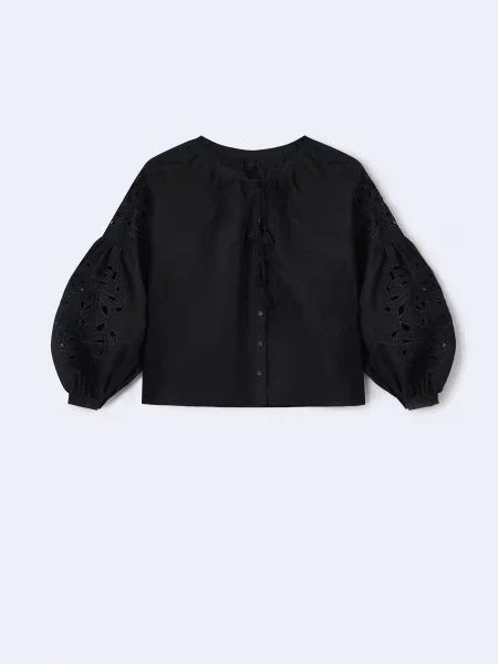 Лляна Вишита сорочка FloveTouch rishelie.sorochka.chorna. чорний