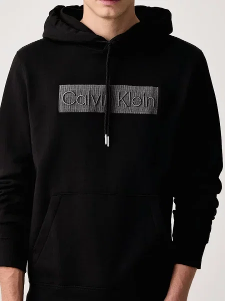 Calvin Klein kapucnis melegítőfelső férfi pamuttal fekete