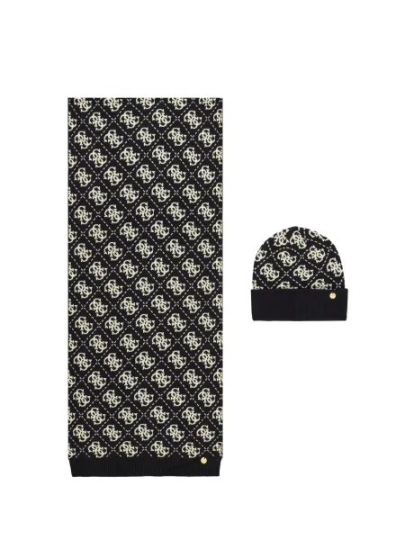 Guess Set Fular și Căciulă GFBOX Negru alb