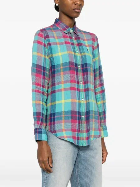 Șapcă Polo Ralph Lauren în carouri lungă maro