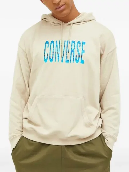 Decupat hanorac cu fermoar Converse clasic cu tepi albastru