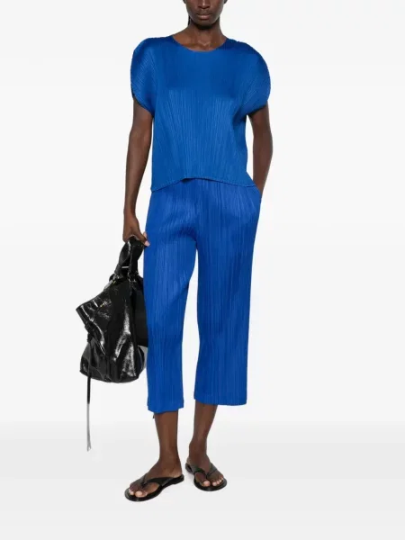 Apkirptas kelnės Pleats Please Issey Miyake mėlyna