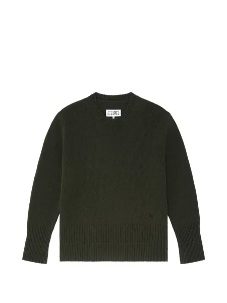 Pulover Mm6 Maison Margiela de lână cu decolteu rotund verde