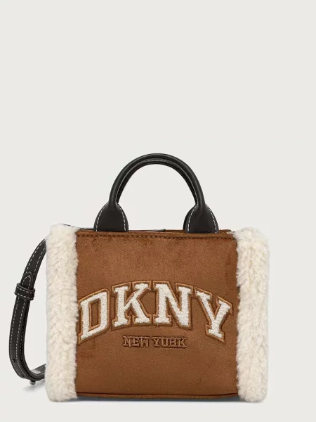 DKNY geantă crossbody pentru femei cu imitație de piele întoarsă maro