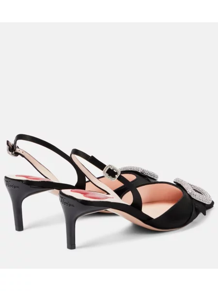 Pantofi cu toc Roger Vivier din satin slingback negru