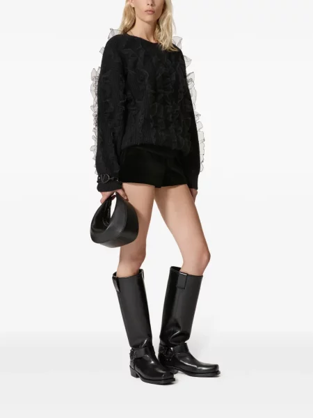 Pulover Valentino Garavani cu broderie de lână negru