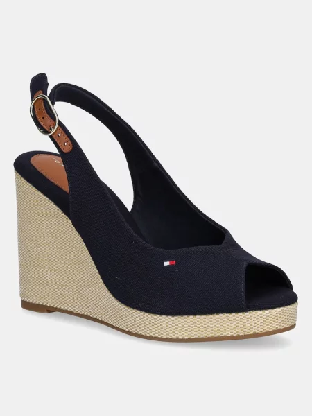 Сандали Tommy Hilfiger FLAG HIGH WEDGE ESPAD SLINGBACK тъмносиньо