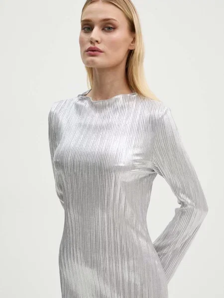 Сукня Never Fully Dressed Silver Plisse Sophia срібний midi пряма