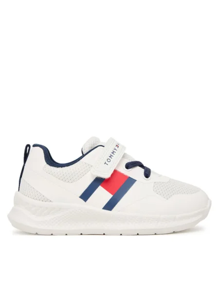 Tommy Hilfiger Sneakers Flag Low Cut Lace-Up/Velcro M alb
