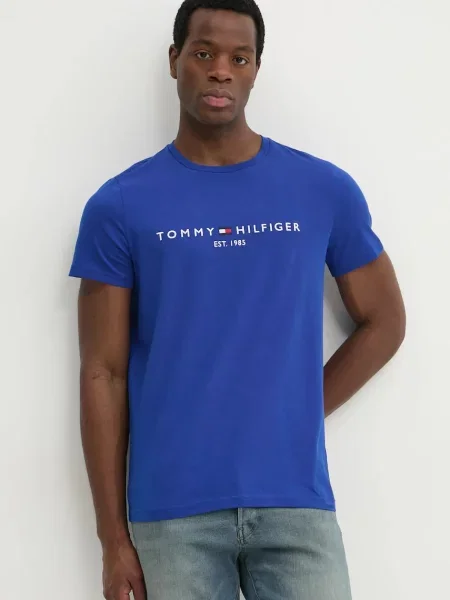 Тениска Tommy Hilfiger с апликация синьо