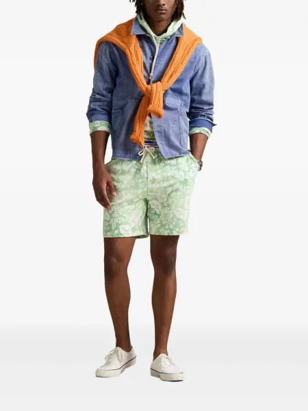 Pletene sportske kratke hlače Polo Ralph Lauren s printom bijela