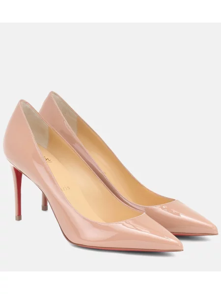 Pantofi cu toc Christian Louboutin din piele de lac bej