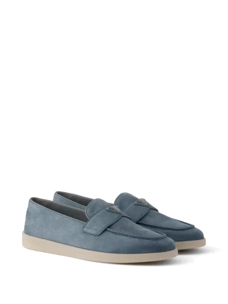 Pantofi loafer Prada din piele de căprioară albastru