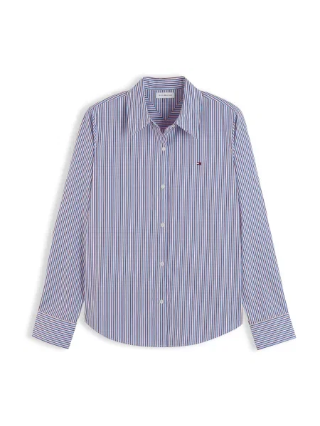 TOMMY HILFIGER Bluză azuriu / roșu vin alb
