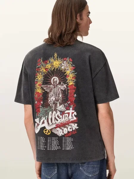 AllSaints tricou oversized pentru bărbați din ROQUE negru