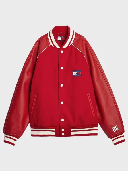 Дитяча джинсова куртка Tommy Jeans червона