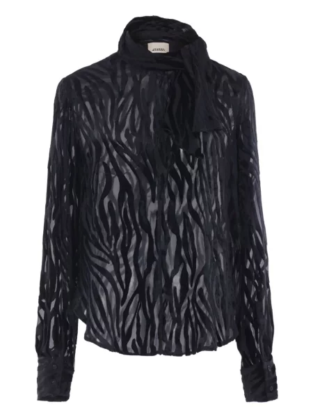 Cămașă Isabel Marant cu model zebră cu legături negru