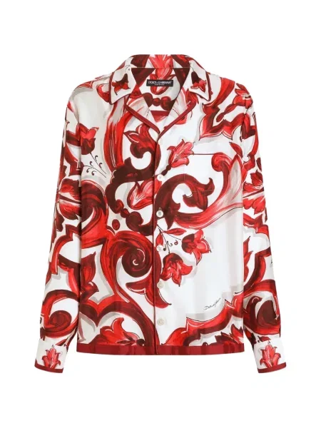 Cămașă Dolce & Gabbana cu imagine din țesătură twill roșu