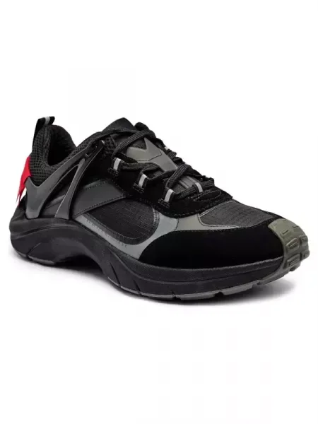 HUGO Sneakers cu adaos de piele negru