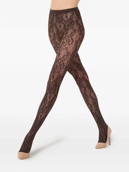Gėlėtos tinklinės pėdkelnės Wolford ruda