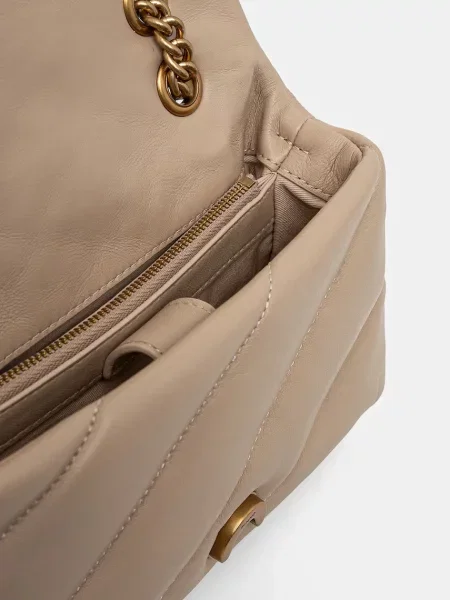 Pinko чанта crossbody дамска от кожа бежово