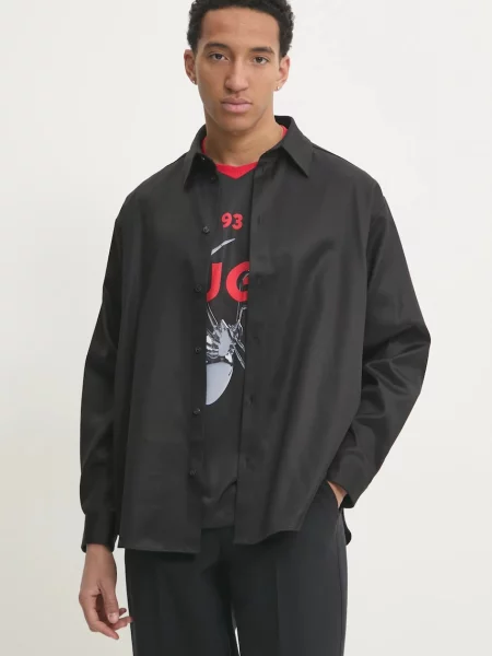 HUGO camasa barbati relaxed negru