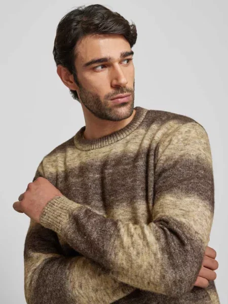 Sweter z dzianiny z prążkowanymi wykończeniami model ‘RAI’ Selected Homme